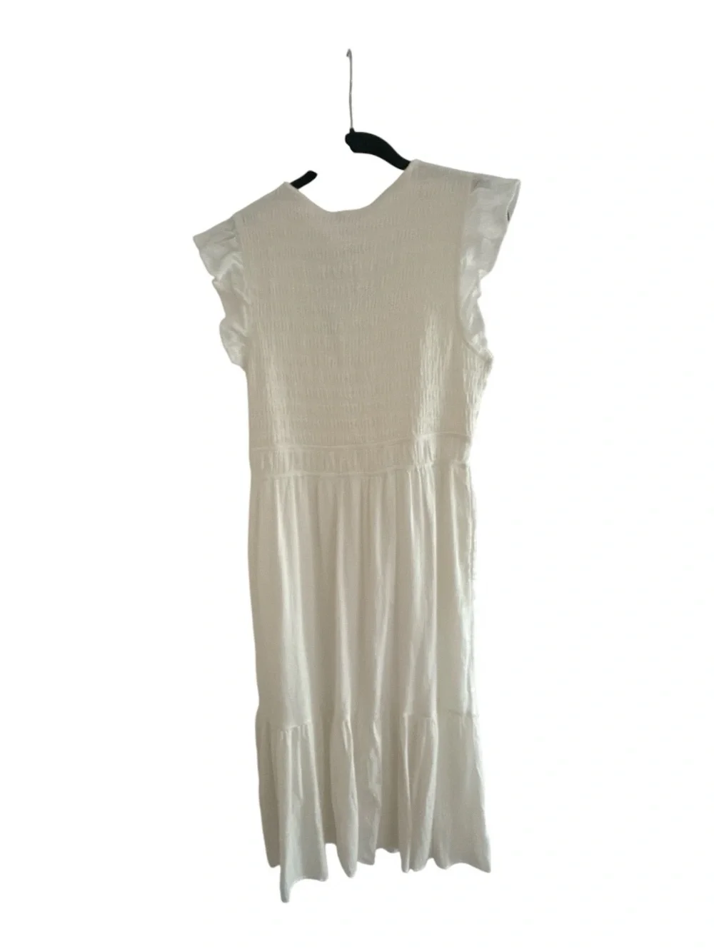 NWT Quince 100% Organic Cotton Smocked V-Neck Midi Dress - Picture 8 of 8